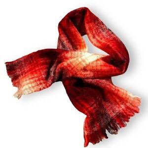 Wool Scarf Handwoven Mohair Plaid Welsh Craftcentre Cymru Loose Weave Fringed